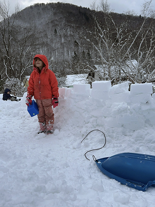 Students outside enjoying the snow